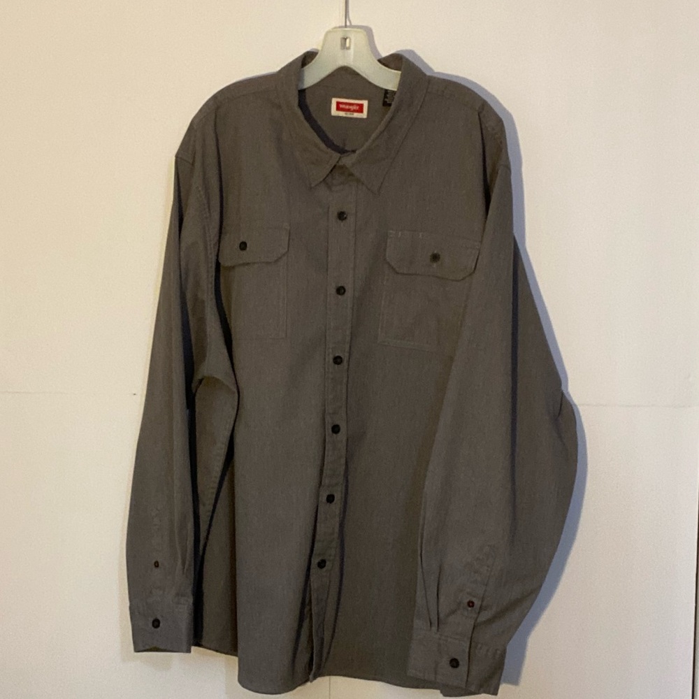Men’s Wrangler Charcoal Casual Button-Down Shirt Size XXXL